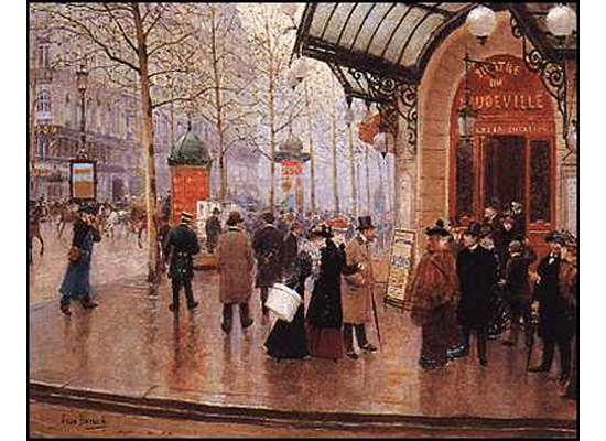 ["Theatre du vaudeville" by Jean Beraud]